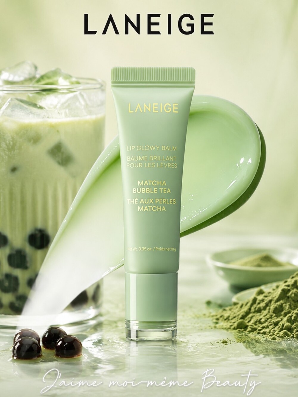 LANEIGE Matcha Bubble Tea Lip Glowy Balm — Light Green